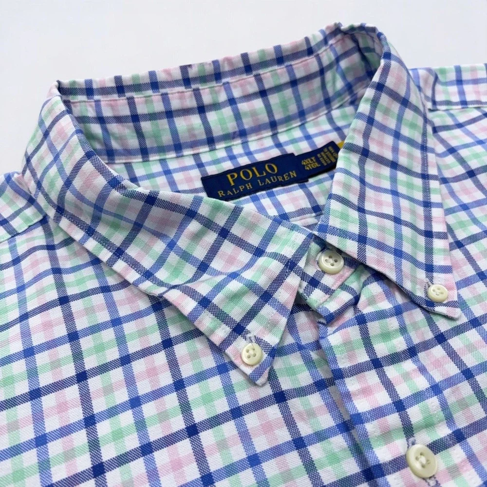 Polo Ralph Lauren OCBD Shirt Mens 4XLT Tall Multicolor Plaid Flesh Pony NWT